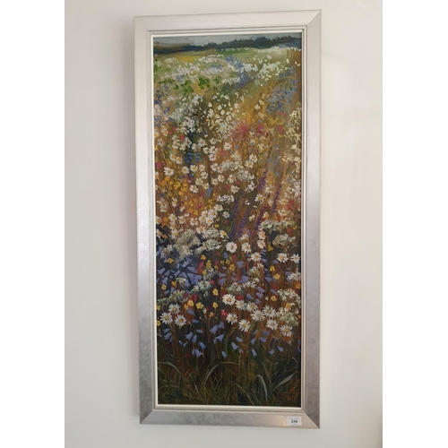 234 - Continental school, meadow flowers, oil on canvas, indistinctly signed, inscribed and dated 2016 ver... 