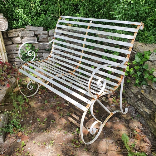 45 - A painted metal garden bench, 109 cm wide...