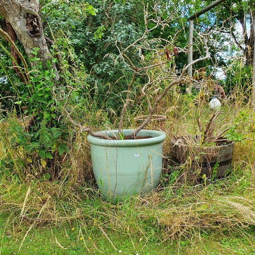 53 - A large green/blue garden pot, 56 cm high...
