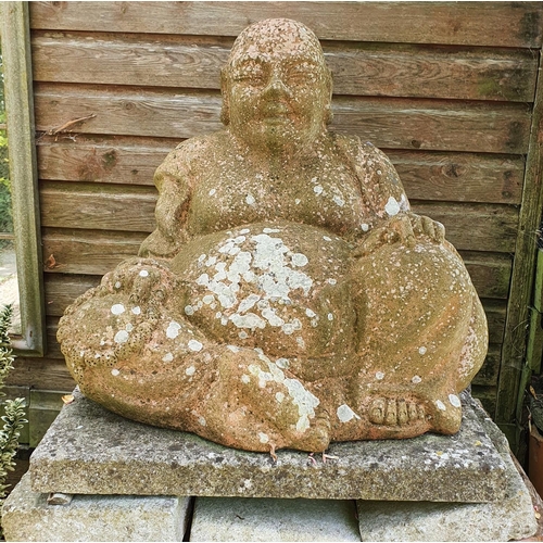 60 - A terracotta figure of a buddha, hollow, approx. 53 cm high...