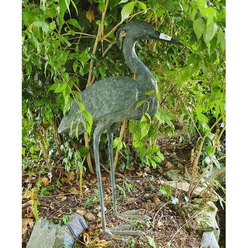 70 - A Japanese style bronze figure of a crane, approx. 77 cm high