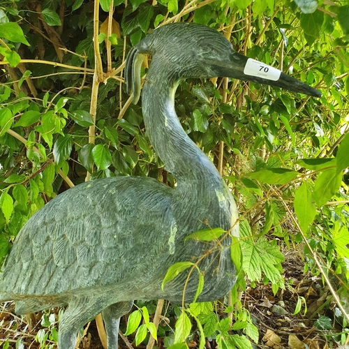 70 - A Japanese style bronze figure of a crane, approx. 77 cm high