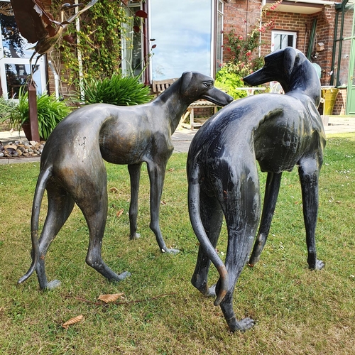 72 - A pair of metal figures, of greyhound/whippets, the largest approx. 84 cm high (2)