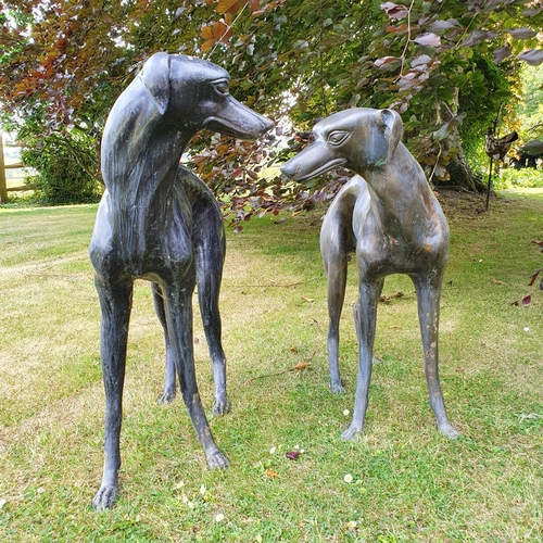 72 - A pair of metal figures, of greyhound/whippets, the largest approx. 84 cm high (2)