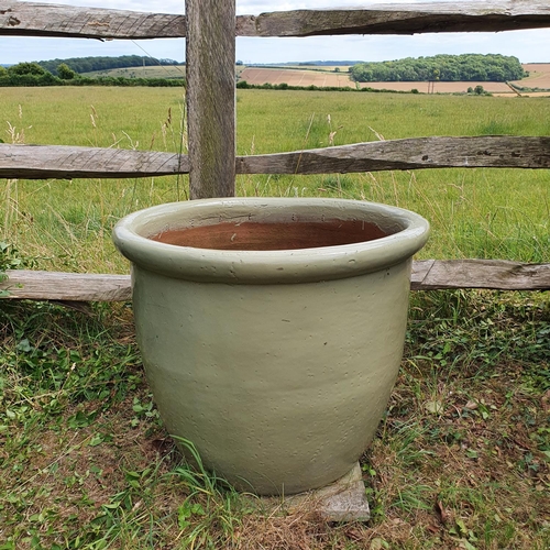 75 - A large glazed garden pot, approx. 61 cm high