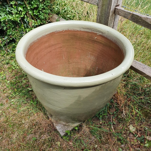 75 - A large glazed garden pot, approx. 61 cm high