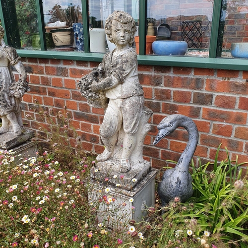 80 - A set of four reconstituted stone garden figures on stands, the four seasons, each approx. 104 cm hi... 