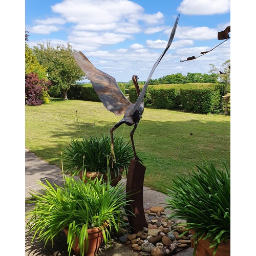 90 - An Oliver Strong bronze figure of a Heron taking flight, from the Almost Airborn series, approx. 210... 