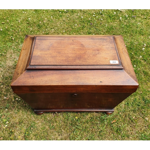 268 - An early 19th century mahogany wine cooler, of sarcophagus form, on bun feet, 59.5 cm wide