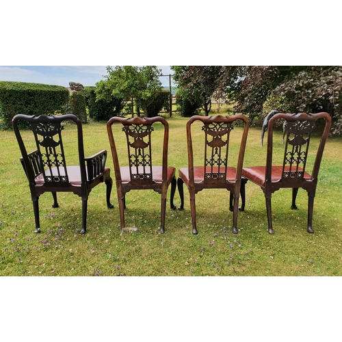 272 - A George III style mahogany carver chair, the back carved and pierced ribbon ties and swags, with a ... 