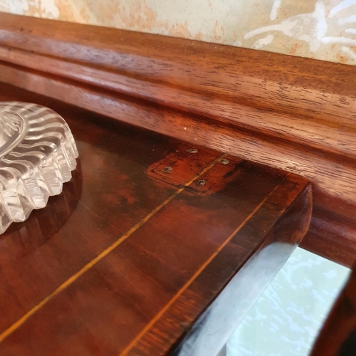 277 - A 19th century inlaid mahogany sideboard, with a bow front central section having three drawers, on ... 