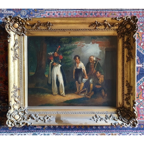 282 - Continental school, 19th century, the soldier's return, oil on canvas, 31 x 39 cm