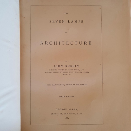 326 - The Drawing Room.
Ruskin (John), The Seven Lamps of Architecture, sixth edition, 1889, a velum bound... 