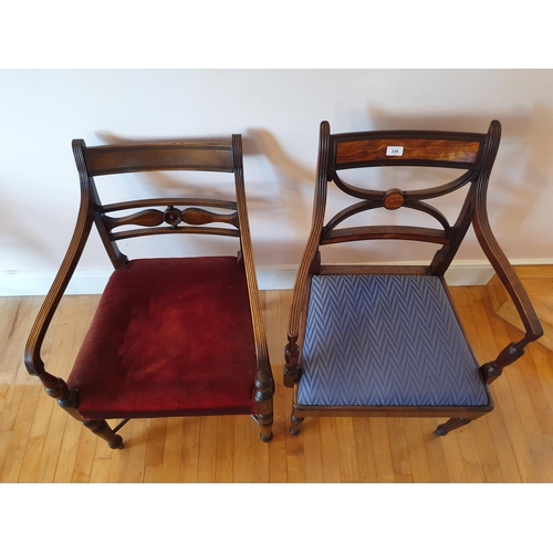 339 - A 19th century mahogany carver chair, on tapering reeded legs, another carver chair, and a tripod ta... 