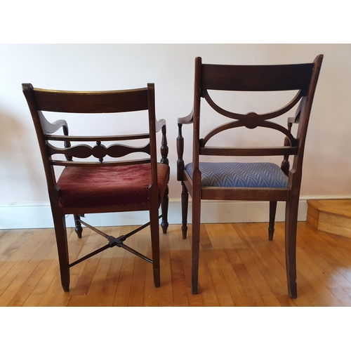 339 - A 19th century mahogany carver chair, on tapering reeded legs, another carver chair, and a tripod ta... 