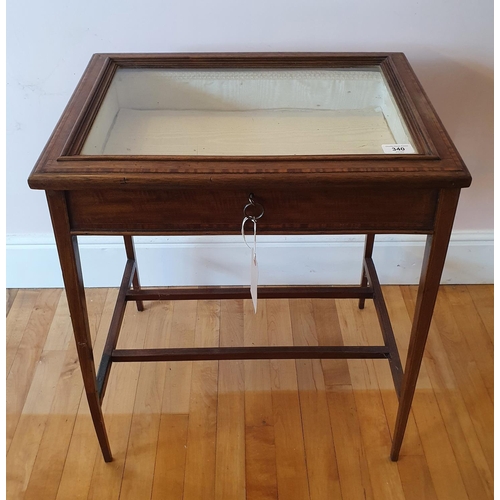 340 - An Edwardian inlaid mahogany table vritine, on tapering square legs, 53 cm wide