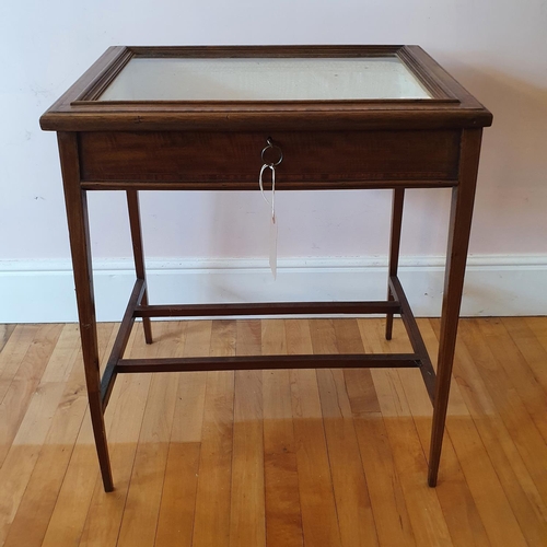 340 - An Edwardian inlaid mahogany table vritine, on tapering square legs, 53 cm wide