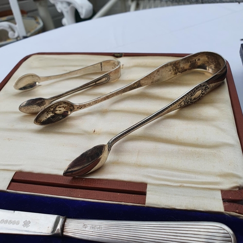 380 - Assorted small items of silver, including a shaving brush and cutlery