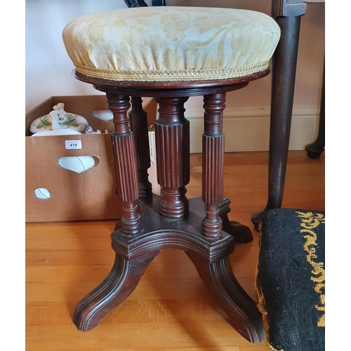 427 - A late Victorian walnut revolving stool, a Victorian small footstool, an Edwardian inlaid mahogany j... 