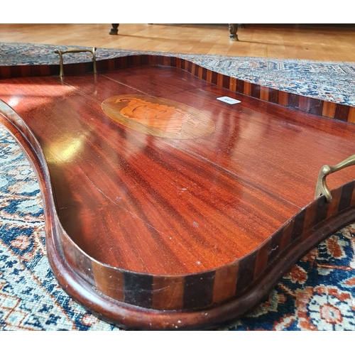 441 - A large Edwardian inlaid mahogany tea tray, of shaped rectangular form, 67 cm wide