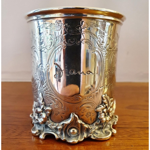 459 - A Victorian silver christening mug, later inscribed, with rococo style decoration, Eames & Barnard, ... 