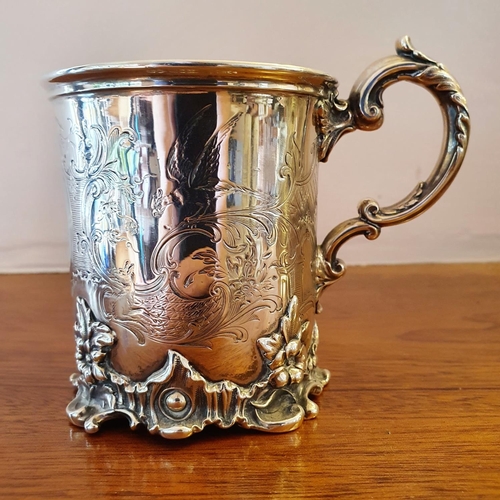 459 - A Victorian silver christening mug, later inscribed, with rococo style decoration, Eames & Barnard, ... 