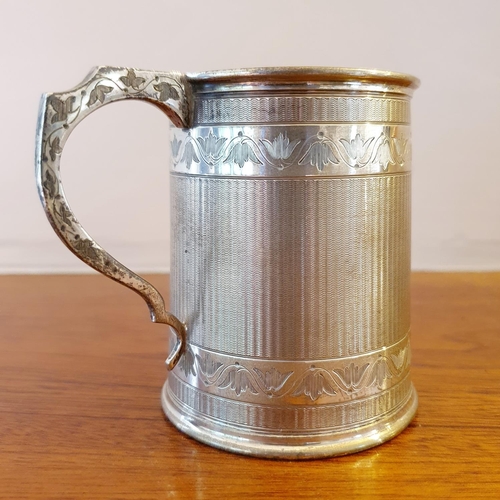 460 - A Victorian silver christening mug, of tapering cylindrical form, with engraved decoration, Eames & ... 