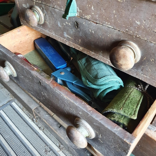 120 - A Victorian painted tool type chest, the hinged lid above two drawers, general loss to the paint, la... 