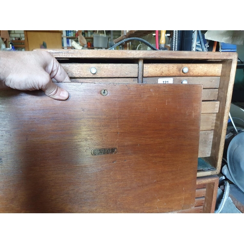 121 - A tool chest, with assorted drawers, and contents, 46 cm wide