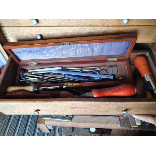 121 - A tool chest, with assorted drawers, and contents, 46 cm wide