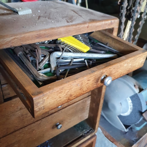 121 - A tool chest, with assorted drawers, and contents, 46 cm wide