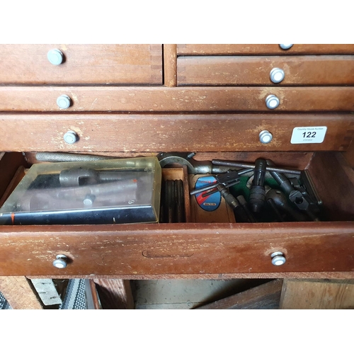 122 - A tool chest, with assorted drawers, and contents, 46 cm wide