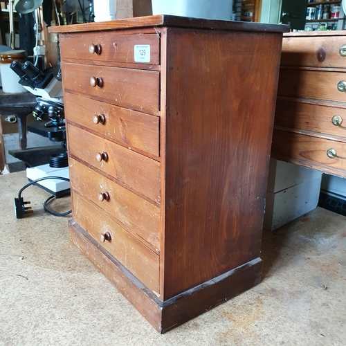 129 - A collector's type chest, of six drawers, with contents of screws, 38.5 cm wide, and four other offi... 