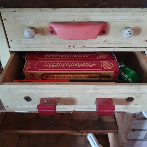 132 - A late Victorian table top chest, of four drawers, 33 cm wide, with contents of tools, and a similar... 