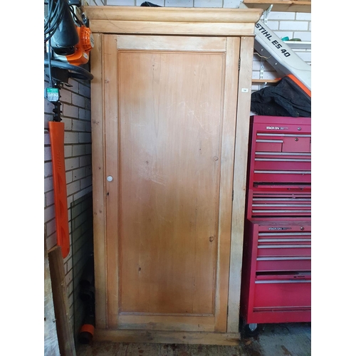 146 - A late Victorian stripped pine single door wardrobe, 103 cm wide x 212 cm high