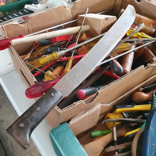 159 - A large group of assorted screwdrivers and other tools (2 boxes)