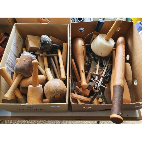 165 - Various wooden and other mallets, and other assorted tools (2 boxes)