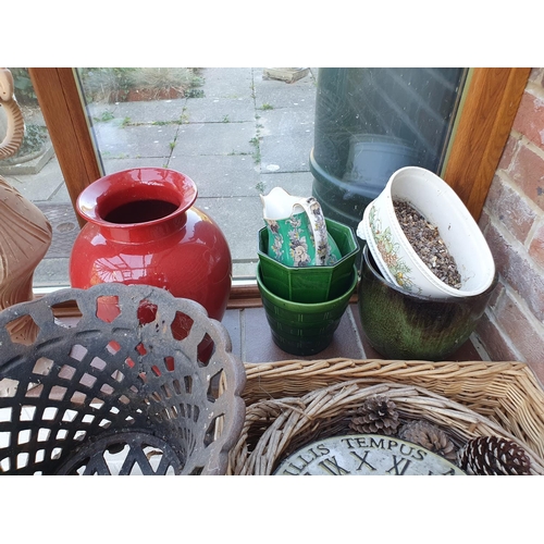 535 - Assorted log baskets, some worm, vases and other items (qty)