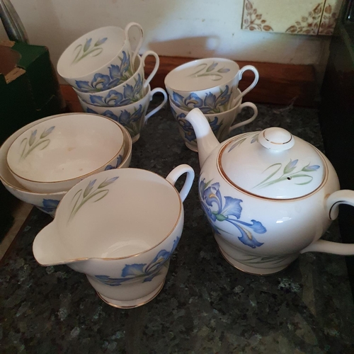 550 - An Apilco part tea and coffee service, a Shelley Blue Iris part tea service, assorted mugs, domestic... 