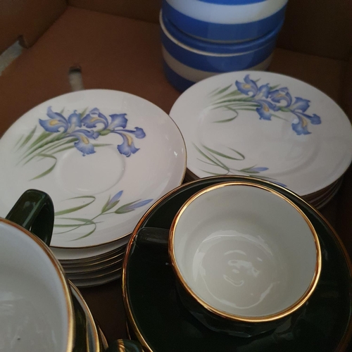 550 - An Apilco part tea and coffee service, a Shelley Blue Iris part tea service, assorted mugs, domestic... 