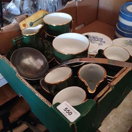 550 - An Apilco part tea and coffee service, a Shelley Blue Iris part tea service, assorted mugs, domestic... 