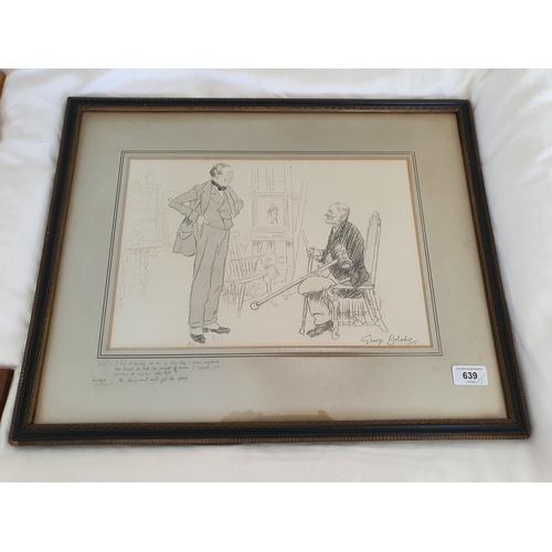 639 - George Belcher, the artist drawing a one legged man, charcoal, signed, 24 x 35.5 cm, and four other ... 