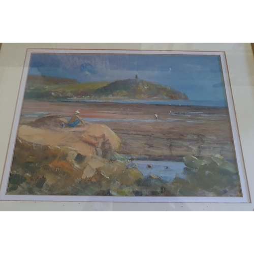 643 - Harry Lock, Kimmeridge bay, acrylic, signed, described on a label verso, 24.5 x 34.5 cm, Diana Golle... 