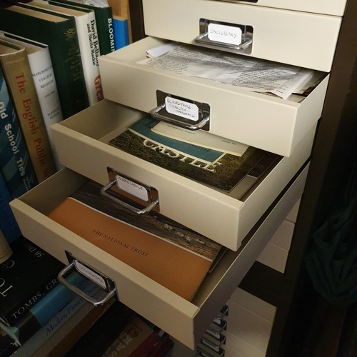 665 - Three Silverline metal cabinets, 28 cm wide, with contents of booklets and pamphlets