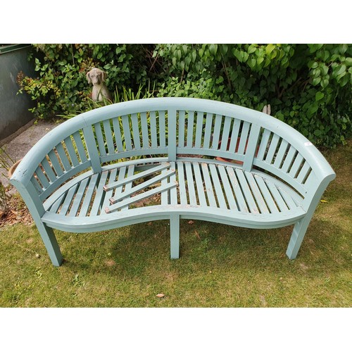 77 - A painted wood garden bench, needing some attention and repair, approx. 153 cm wide