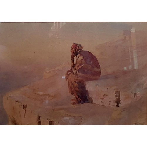 554 - J H Sharp, contemplation, watercolour, 29 x 41.5 cm