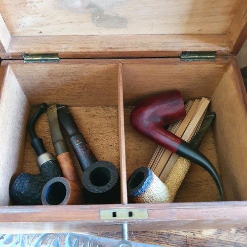 196 - Assorted wooden boxes, treen, ceramics and other items (all on top of the carved oak breakfront book... 