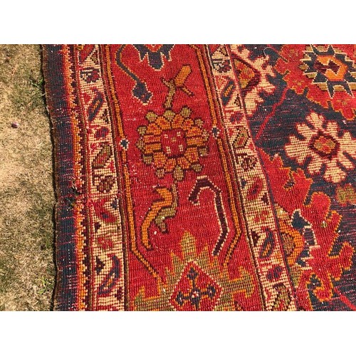 537 - A Ushak carpet, approx. 375 x 252 cm, attic stored, very worn and faded, some loss, see images