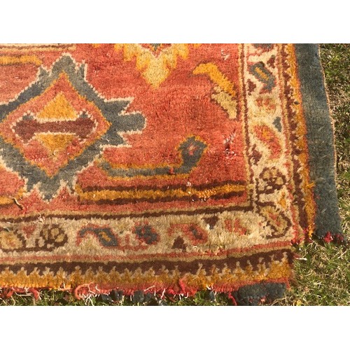 537 - A Ushak carpet, approx. 375 x 252 cm, attic stored, very worn and faded, some loss, see images