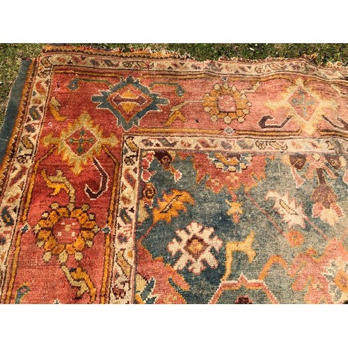 537 - A Ushak carpet, approx. 375 x 252 cm, attic stored, very worn and faded, some loss, see images